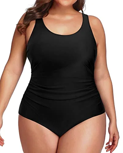 Long - line bikini top for added support and a fashionable lookBackless Low Cut Plus Size Sport Swimsuit For Curvy Women-Black Long - line bikini top for added support and a fashionable lookBackless Low Cut Plus Size Sport Swimsuit For Curvy Women-Black