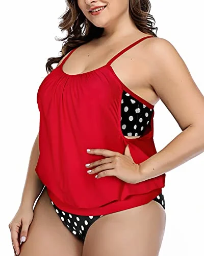 Tropical - themed bikini for a vacation - ready beach outfitDouble Layer Tummy Control Tankini Unique Style Plus Size Tankini-Black Dot Tropical - themed bikini for a vacation - ready beach outfitDouble Layer Tummy Control Tankini Unique Style Plus Size Tankini-Black Dot
