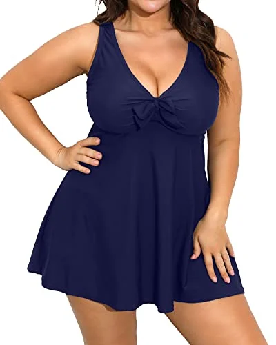 Plus - size bikini with full - coverage options for comfort and confidenceShaping Plus Size Swim Dress Tummy Control Bottoms-Navy Blue Plus - size bikini with full - coverage options for comfort and confidenceShaping Plus Size Swim Dress Tummy Control Bottoms-Navy Blue