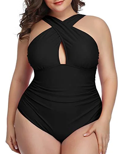Tie - side bikini bottoms for an adjustable and stylish fitSexy Tummy Control Front Cross Swimsuits For Women-Black Tie - side bikini bottoms for an adjustable and stylish fitSexy Tummy Control Front Cross Swimsuits For Women-Black