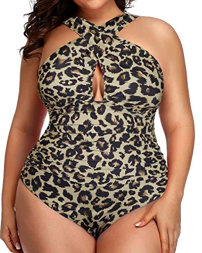 Maternity bikini for expecting mothers to enjoy the beach comfortablyStylish Front Cross One Piece Swimsuit For Beach Wear-Leopard Maternity bikini for expecting mothers to enjoy the beach comfortablyStylish Front Cross One Piece Swimsuit For Beach Wear-Leopard