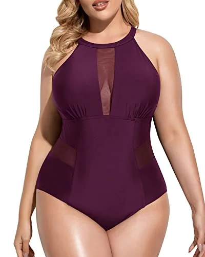 Sports bikini for high - intensity water activities like surfingStylish Open-Back Plus Size One Piece Swimsuit For Curvy Women-Maroon Sports bikini for high - intensity water activities like surfingStylish Open-Back Plus Size One Piece Swimsuit For Curvy Women-Maroon