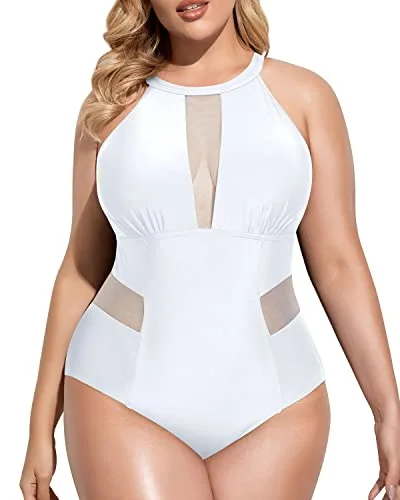 Push - up bikini top to enhance the bust for a confident beach appearanceElegant Cut Out One Piece Bathing Suit For Plus Size Women-White Push - up bikini top to enhance the bust for a confident beach appearanceElegant Cut Out One Piece Bathing Suit For Plus Size Women-White