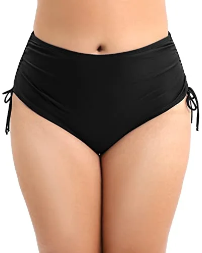 High - performance bikini with quick - drying fabric for active swimmersWomen's Plus Size High Waist Swimsuit Bottom Side Ties-Black High - performance bikini with quick - drying fabric for active swimmersWomen's Plus Size High Waist Swimsuit Bottom Side Ties-Black