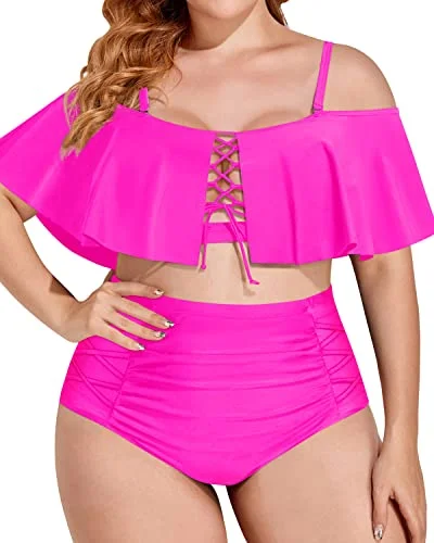 Sustainable bikini made from recycled materials for eco - conscious beachgoersSexy Tummy Control Plus Size High Waisted Bikini-Neon Pink Sustainable bikini made from recycled materials for eco - conscious beachgoersSexy Tummy Control Plus Size High Waisted Bikini-Neon Pink