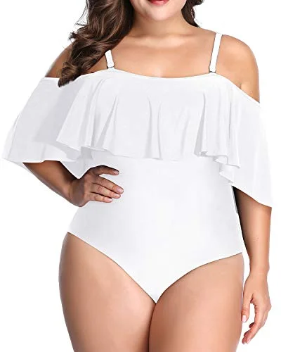 High - performance bikini with quick - drying fabric for active swimmersChic Flounce Overlay Bathing Suit For Women Plus Size One Piece-White High - performance bikini with quick - drying fabric for active swimmersChic Flounce Overlay Bathing Suit For Women Plus Size One Piece-White
