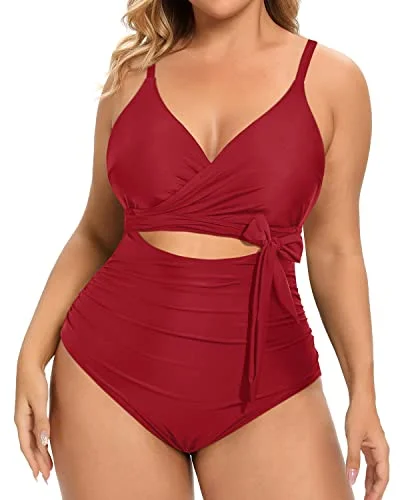 Striped bikini with a classic pattern for a timeless beach aestheticPlus Size Cutout Open Back One Piece Swimsuits For Summer-Red Striped bikini with a classic pattern for a timeless beach aestheticPlus Size Cutout Open Back One Piece Swimsuits For Summer-Red