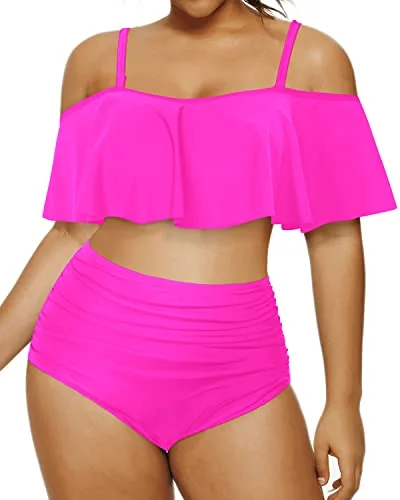 High - performance bikini with quick - drying fabric for active swimmersRetro-Inspired Plus Size High Waisted Bikini Ruched Bottoms-Neon Pink High - performance bikini with quick - drying fabric for active swimmersRetro-Inspired Plus Size High Waisted Bikini Ruched Bottoms-Neon Pink