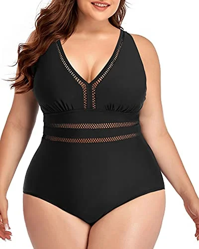 Monokini - style bikini with a unique one - piece - meets - bikini designAdjustable Strap Plus Size Backless Swimsuit-Black Monokini - style bikini with a unique one - piece - meets - bikini designAdjustable Strap Plus Size Backless Swimsuit-Black