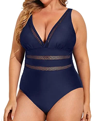 Metallic - finish bikini for a glamorous and eye - catching poolside lookElegant Push Up Bathing Suits For Plus Size Women-Navy Blue Metallic - finish bikini for a glamorous and eye - catching poolside lookElegant Push Up Bathing Suits For Plus Size Women-Navy Blue