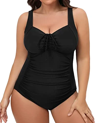 Plus - size bikini with full - coverage options for comfort and confidenceFlattering Vintage Ruched One Piece Swimsuit For Plus Size Women-Black Plus - size bikini with full - coverage options for comfort and confidenceFlattering Vintage Ruched One Piece Swimsuit For Plus Size Women-Black
