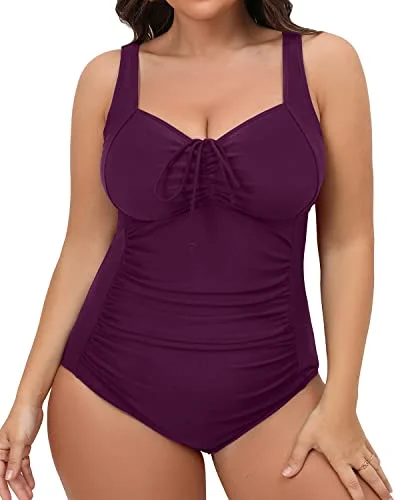 Sustainable bikini made from recycled materials for eco - conscious beachgoersWomen Retro Ruched Plus Size One Piece Swimsuit-Maroon Sustainable bikini made from recycled materials for eco - conscious beachgoersWomen Retro Ruched Plus Size One Piece Swimsuit-Maroon