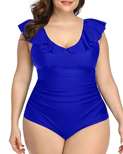 Monokini - style bikini with a unique one - piece - meets - bikini designCute Falbala V-Neck One Piece Swimsuits For Women-Royal Blue Monokini - style bikini with a unique one - piece - meets - bikini designCute Falbala V-Neck One Piece Swimsuits For Women-Royal Blue